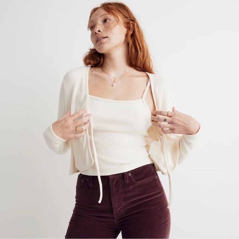 Madewell Tie Front Ribbed Cardigan